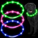 Weewooday 3 Pcs Dog Collar LED USB Rechargeable Lights Dog Necklace Collars Doggy Lights For Night Walking Adjustable Safety Lamp Pet Collars For Large Medium Small Puppy Pet, Pink, Blue, Green, Natural Style
