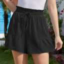 CZYINXIAN Women's Casual Wide Leg Shorts High Waisted Adjustable Tie Knot Ruffle Shorts with Pockets (XXL)