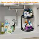 2 Tier Metal Lazy Susan Organizer, 12 Inch Rotating Turntable Double Lazy Susans for Cabinet Kitchen Bathroom, Anti-Rust Two Tiered Spinner Tray Carousel Organizer for Spice Rack Countertop Black