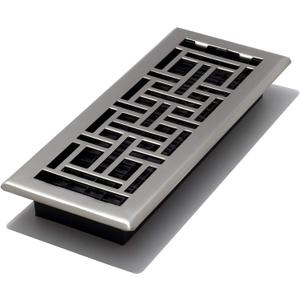 Decor Grates AJH412-NKL Oriental Floor Register, 4x12 Inches, Brushed Nickel