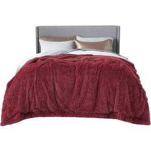 Bedsure GentleSoft Fluffy Burgundy Red Blankets Queen Size for Bed, Thick Sherpa Faux Fur Fleece Fuzzy Plush Winter Warm Soft Full Queen Blankets, Bedroom Decor Red Cozy Gifts for Women Men, 90x90