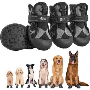 Dog Shoes for Large Medium Size Dogs, Waterproof Anti Slip Dog Boots&Paw Protectors for Summer Hot Pavement Winter Snow, Breathable Dog Booties for Outdoor Walking Hiking Hardwood Floor (#3( Width 2.0 inch) for 23-33lbs)