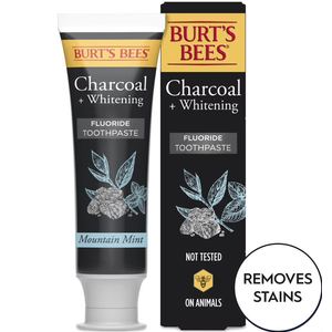 Burt's Bees Toothpaste, Natural Flavor, Charcoal with Fluoride Toothpaste, Mountain Mint, 3 x 4.7oz