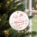 2 x First Christmas Married Ornament Gifts for Couple, 2025 Funny Newlyweds Wedding Ornaments for Christmas Tree, Ceramic