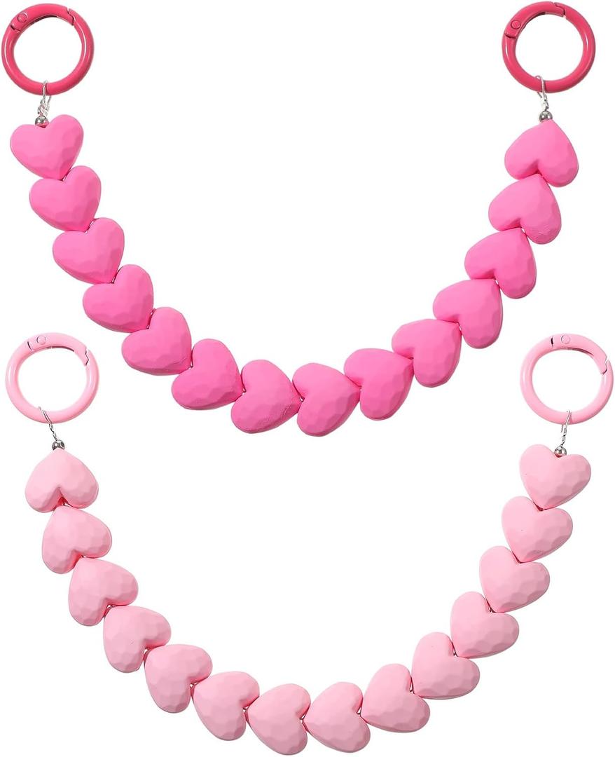 Bag Chains for Handbags, 10 Inch Pink Acrylic Heart Purse Extender Chain, Replacement Crossbody Purse Accessories for Handbags, Tote Bags