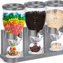 Umigy 1 Pack Triple Indispensable Dry Food Dispenser 67oz Each Capacity Cereal Container for Storage Preserving Dispensing Kitchen Rice Candy Nuts Dog Food Granola Snack Gumball Countertop (Gray)