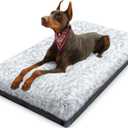 KISYYO Premium Washable Orthopedic Dog Bed  35" Extra Large Crate Mat with Non-Slip Base, Plush Support for Pets Up to 65 lbs, Grey