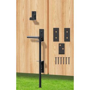 Cane Bolt Heavy Duty Gate Drop Rod 12 Inch Metal Gates Stopper for Wood PVC Vinyl Metal Fences Gates, Gate Ground Latches, Black Finish (1 Pack)