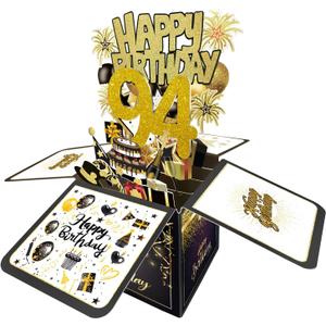 Joycard 94th Birthday Card, 94th Birthday Decorations for Women Men, Happy Birthday 3D Cards for 94 Year Old Grandpa Grandma, Birthday Gift Box for Mother Dad