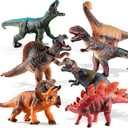 TEMI 7 Piece Jumbo Dinosaur Toys for Kids 3-5, Large Soft Toys for Dinosaur Lovers, Boys, Toddler Ages 5-7 Years, Perfect Party Favors, Birthday Gifts (Multi_color)