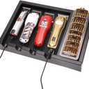 Barber Clipper TrayClippers Organizer Razor Case with 4 Notches, Clipper Tray Organizer,Anti-slip Hair Trimmer Holder Tray Barber Tool Box