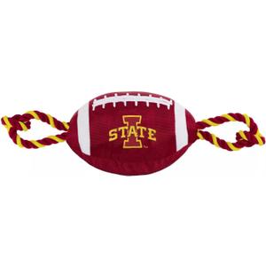 Pets First Iowa State Football Dog Toy, Tough Quality Nylon Materials, Strong Pull Ropes, Inner Squeaker, Collegiate Team Color (One Size)