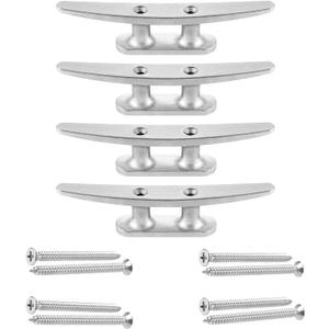 Boat Cleat, 4 inch / 6 inch 304 Stainless Steel Dock Cleat-Ideal for Marine, Deck, Nautical Decor (4 Pack/ 6 Pack)