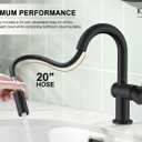 KENES Pull Down Bathroom Faucet with Sprayer, Matte Black Single Handle Bathroom Sink Faucet with Pull Out Sprayer, Vanity Bar Faucet with Pop Up Drain & Deck Plate, KE-9065B-2
