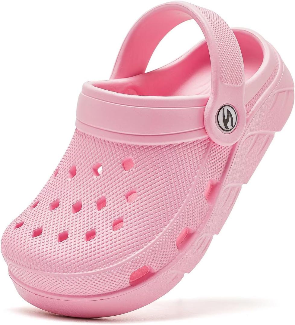 HOBIBEAR Kids Garden Clogs Toddler Sandals for Boys Girls Slipper Beach Water Shoes Slip on (Toddler/Little/Big Kids)(9 Toddler,Pink)