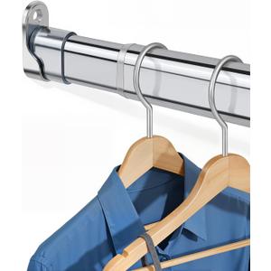 Heavy Duty Oval Closet Rod for Hanging Clothes, 29.5-51 Inch Adjustable Closet Rods, Premium Chrome