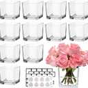 CONNOO 12 Pack Square Glass Vase 3" x 3" x 3", Clear Bulk Flower Vases for Centerpieces, Square Glass Cube Vase Floating Candle Holders for Wedding Party Home Decor