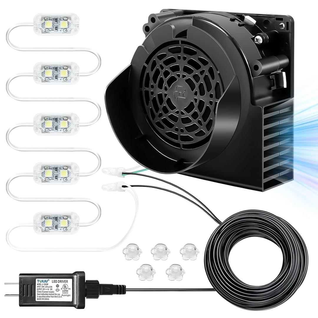MICOCAH Air Blower for Inflatables, 12V 1.5A Blow Up Fan Replacement with 5 LED Lights and 2.0A Adapter Motor for Halloween Christmas Holiday Party Yard Outdoor Decor