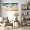 DNIEOTU Beach Wall Art for Living Room, Ocean Waves Canvas Wall-Decor for Bedroom, Landscape Picture Prints for Hallway Office, Size 40 x 20 Inches
