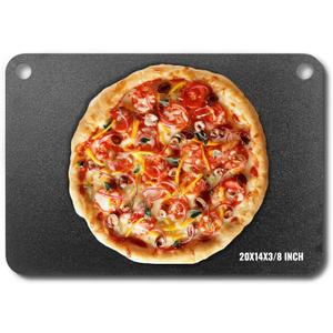 VEVOR Pizza Steel, 20" x 14" x 3/8" Pizza Steel Plate for Oven, Pre-Seasoned Carbon Steel Pizza Baking Stone with 20X Higher Conductivity, Heavy Duty Rustproof Pizza Pan for Outdoor Grill, Indoor Oven (Black)