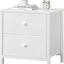 BOLUO White Nightstand for Bedroom,Small Night Stand with 2 Fabric Drawers Bedside Table Dorm Modern