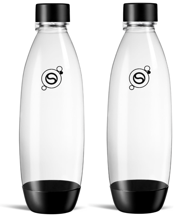 sodastream 1L Twin Pack Dishwasher Safe Slim Bottle (Black)