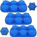 3 Pieces Snowflakes Silicone Molds 6 Cavity Christmas Blue Snowflakes Silicone Cake Molds Chocolate Desserts Molds for Making Soap Candle Candy Muffins Chocolates Cake Decoration