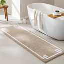 Madison Park Evan Cotton Tufted Washable Bath Mat , Luxury Solid Bathroom Rugs , 24" x 72" , Taupe