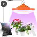 Solar Plant Grow Light Outdoor Indoor Run Day/Night, 96 LED Full Spectrum Solar Hanging Plant Light with Remote Control,16.4FT Cable/USB Charging/Timer for All Stage Plants