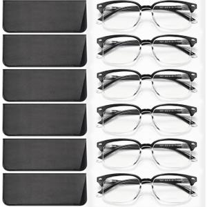 NOVIVON 6 Pack Reading Glasses for Women, Reading glasses men, Blue Light Blocking Readers, Computer eye glasses, Cheaters (Black-transparent)