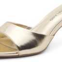 Shoe Land Women's Low Heels Stiletto Heeled Slides, Open Toe One Band Slip-On Heeled Mules – Dressy Heeled Sandals for Prom, Party Wedding and Vacation Size 7