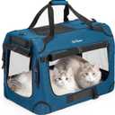 Extra Large Cat Carrier for 2 Cats, Collapsible Soft Sided Pet XL Crate for Cat 20lbs+, Car Travel Portable Bag for Long Trips Ride 24"x16.5"x16.5" (Prussian Blue)