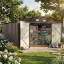 Outdoor Storage Shed 12 x 10 ft, Metal Storage Shed, Outdoor Tool Storage Shed with Door Lock, Waterproof, for Backyard, Garden Patio Lawn