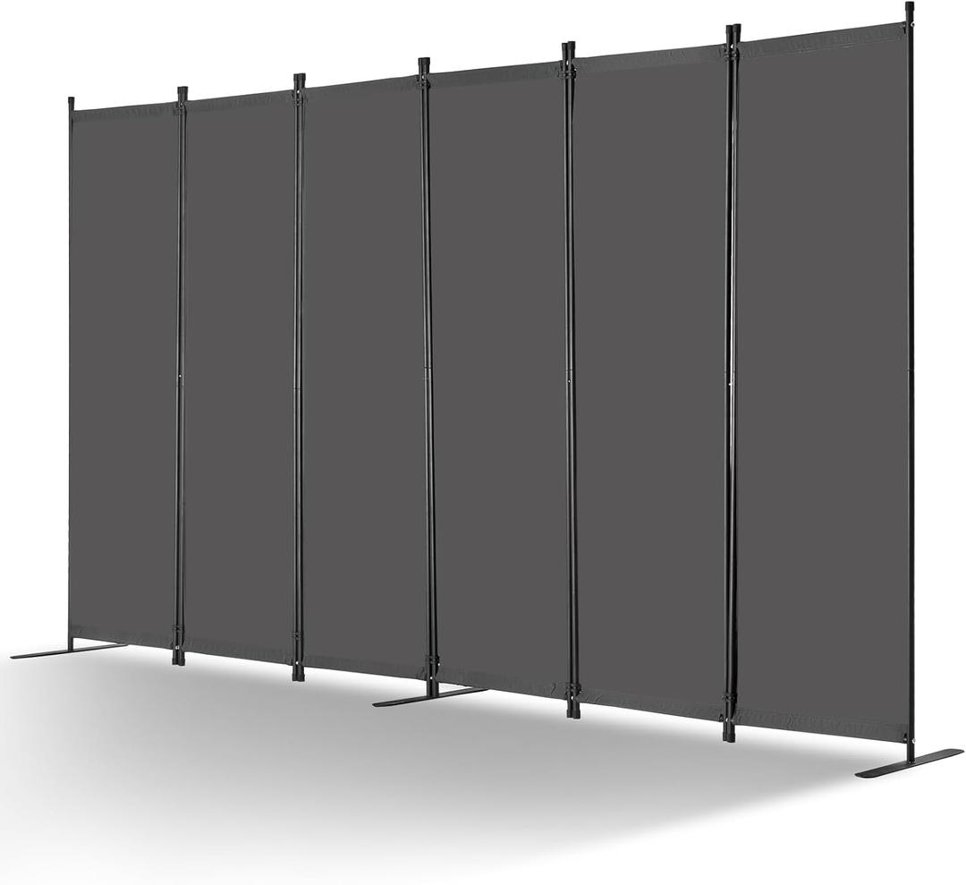 VEVOR Room Divider, 6 Panel Room Divider, Folding Privacy Screen and Portable Partition Divider for Room Separation, Freestanding Room Partitions for Office, Bedroom, Study, Grey, 122.4"W x 71.1"H