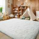 6x9 Fluffy Fuzzy Area Rug for Living Room Bedroom, Ultra Soft Large Living Room Rugs, Non Slip Thick Shag Rug for Dorm, Kids Girls Boys Rug for Home Decor Aesthetic, Cream White
