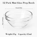 12 Pack Small Glass Bowls,Mini Glass Prep Bowls,1.5oz Small Ramekins,Stackable Condiment Containers,Clear Glass Ingredient Bowls,for Prep Dips,Ice Cream,Snacks,Candy Meal Prep Bowls,Dessert Bowls