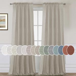 H.VERSAILTEX Linen Curtains Elegant Natural Linen Semi Sheer Curtains Energy Light Filtering Rod Pocket Window Treatments Panels for Living Room (Set of 2, Oatmeal, 52 inch W X 84 inch L)