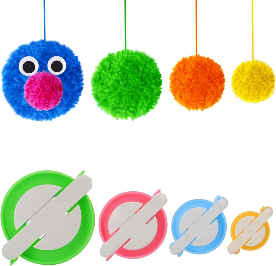 Amoboo Pom pom Maker, 4 Sizes Pom-pom Maker Fluff Ball Weaver Needle Craft DIY Wool Knitting Craft Tool Set for Kids and Adult (4)