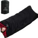 PO PO BEAR Zero Degree Sleeping Bag for Adults 100% Cotton Flannel Tall and Big (84" x 40" Right Zip, 0F Black)