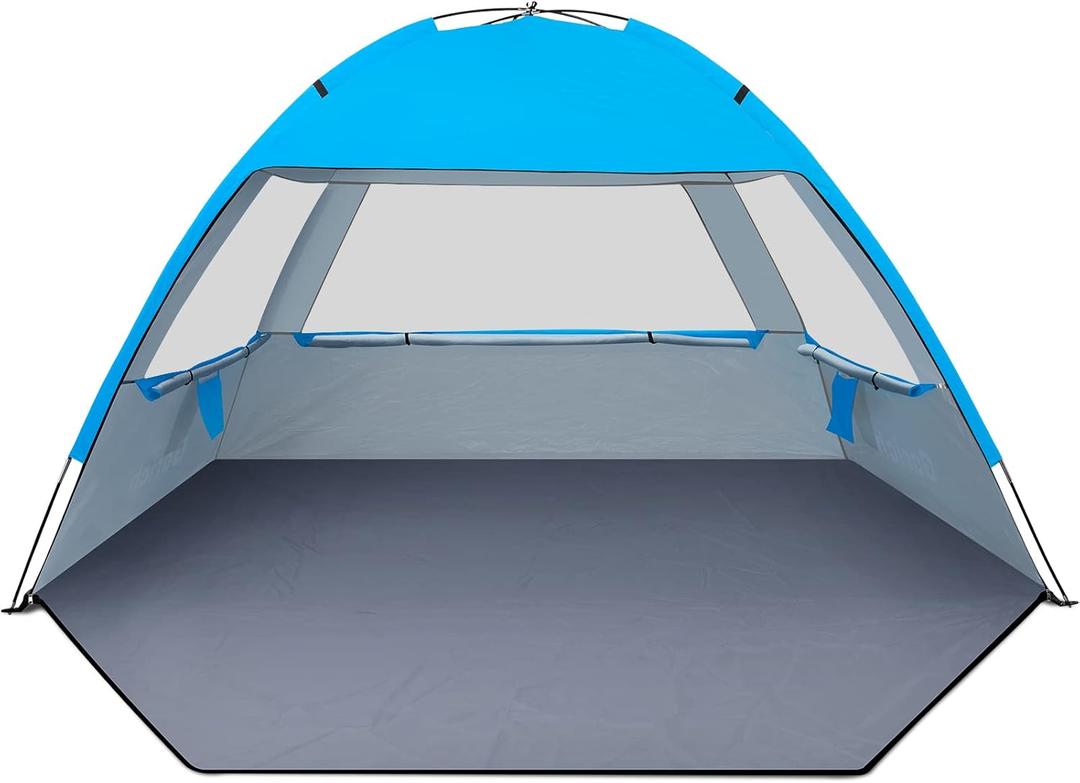 Gorich Beach Tent Sun Shelter for 3/4-5/6-7/8-10 Person with UPF 50 UV Protection, Lightweight & Easy Setup Beach Shade Canopy, Portable Beach Shade Tent Beach Cabana (Blue)