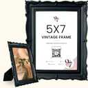 97 Decor Black Gothic Picture Frame 5x7 - Vintage Picture Frames 5x7, Victorian 5 x 7 Frame, Halloween Goth Photo Frames With Glass Front For Tabletop And Wall Hanging, Gothic Wall Decor For Home