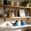 Small Blue Bird Statue Ceramic 2-Piece Set, 2 inch Cute Knick Knack for Home Office Shelf Desk Decor