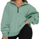 Chulianyouhuo Womens Plus Size Half Zip Pullover Long Sleeve Oversized Sweatshirt Drop Shoulder Hoodie Teen Girls Y2K Clothes Lakegreen, 5XL