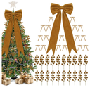 Maysing Green Christmas Tree Decorations Bows and Berry Picks Set Include 1 Pcs 16 x 40'' Large Tree Topper Bow 24 Small Green Velvet Bows 24 Berry Picks Xmas Ornaments for Home Birthday Holiday Decor