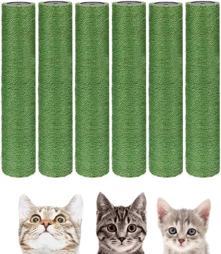BNOSDM 6 Pack M8 15x2.75 Cat Tree Scratching Post Replacement Parts for Indoor Cats Tower Rope Scratch Poles Refill Sisal Pole Part for Refurbishment Accessories Spare Green