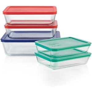 Pyrex Simply Store (3 Pack) Large Glass Food Storage Containers Set, Meal Prep Containers With Plastic BPA-Free Lids, Dishwasher & Microwave Safe
