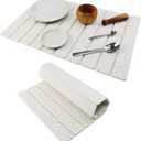 Large Stone Drying Mat for Kitchen Counter Diatomaceous Earth Collapsible 24L*16WSuper Heat Resistant Mats, Quick Absorbent Dish Drying RackSpotted pattern (23.6" x 15.4")