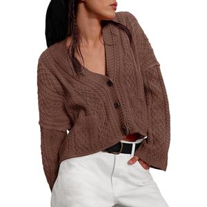 Yousify Womens Cable Knit Cardigans Fall Oversized Long Sleeve Button Open Front Casual Sweater Coats, XXL