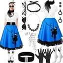 Shinymoon 13 Pcs Women 50s Costume Accessories Set Women's Retro Poodle Dress for Women Poodle Skirt 1950s Hop Outfit (X-Large)