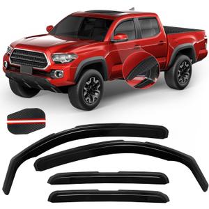 4PCS in Channel Rain Guards for Tacoma 2005-2015 Double Cab, Durable Side Wind Deflectors, Vent Window Visors Shades Shield, 2006 2007 2008 2009 2010 2011 2012 2013 2014